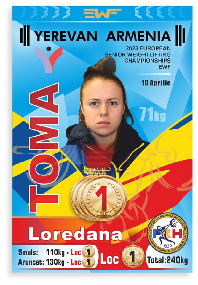 Loredana Toma a câştigat trei medalii de aur la categoria olimpică 71 kg la haltere