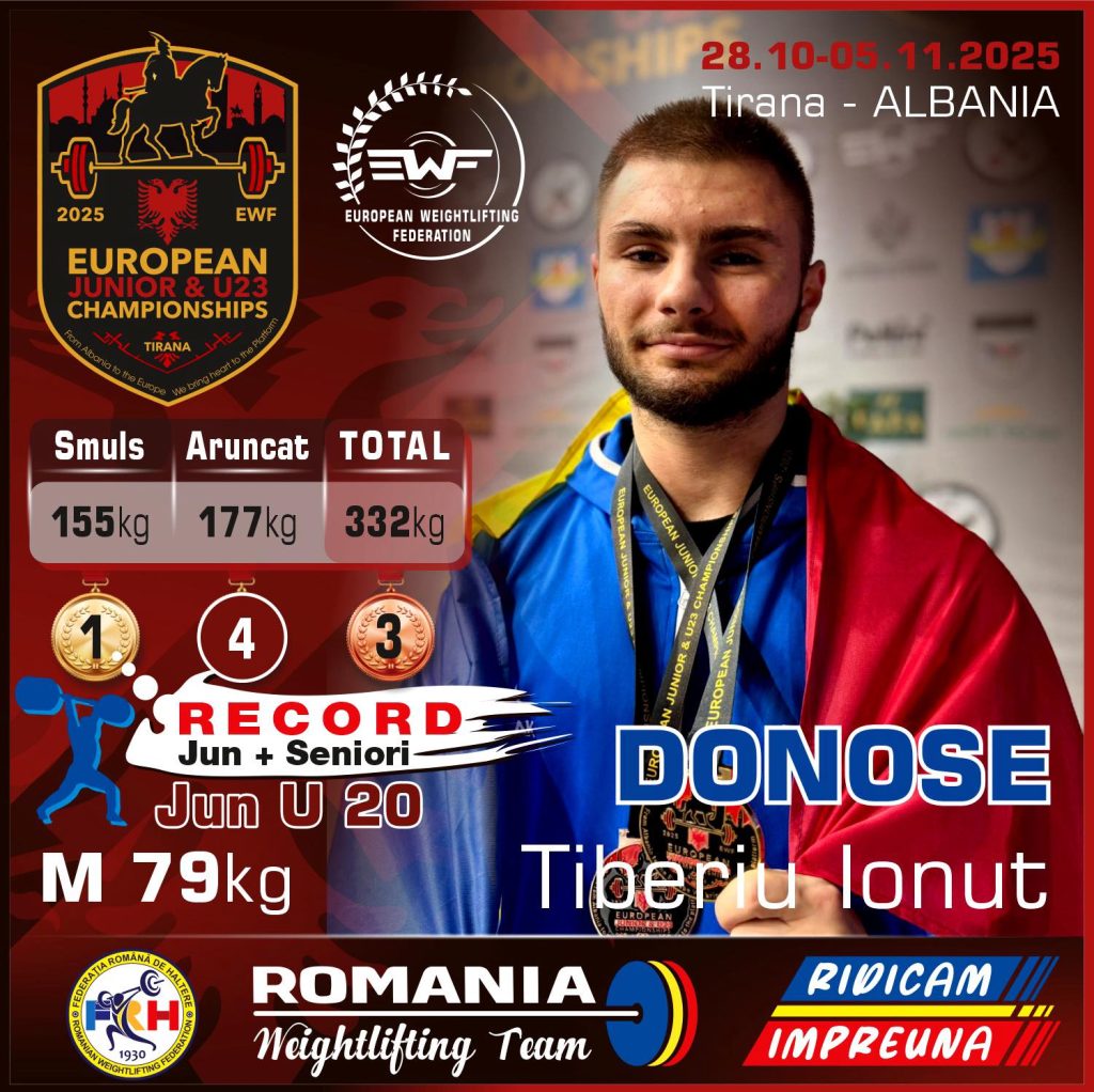 Tiberiu Donose este campion la haltere în Albania. A stabilit două recorduri europene și s dominat întrecerea de la Durres la stilul smuls.